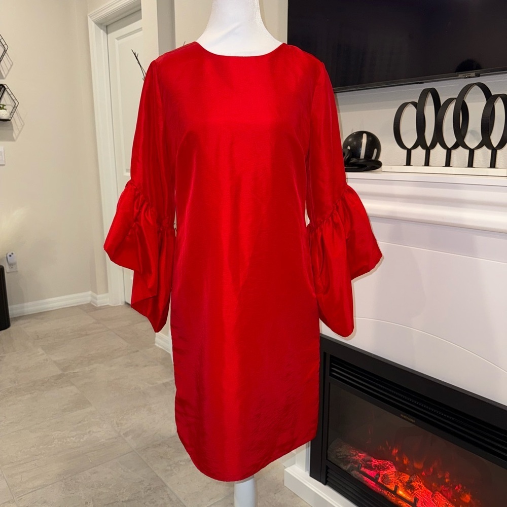 Vince Camuto Vibrant Red Long Sleeve Dress Size 2
